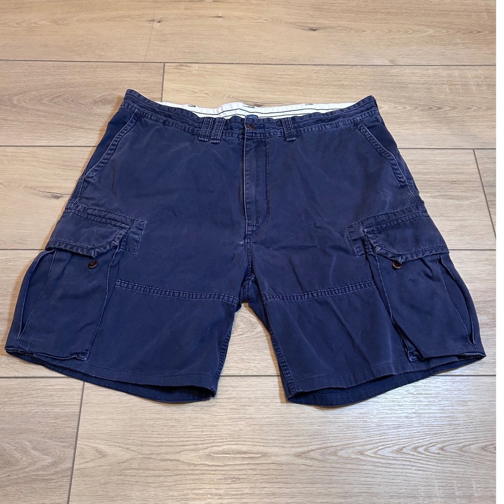 Polo Ralph Lauren Mens Navy Blue Cotton Cargo Shorts Size 42 Utility Preppy